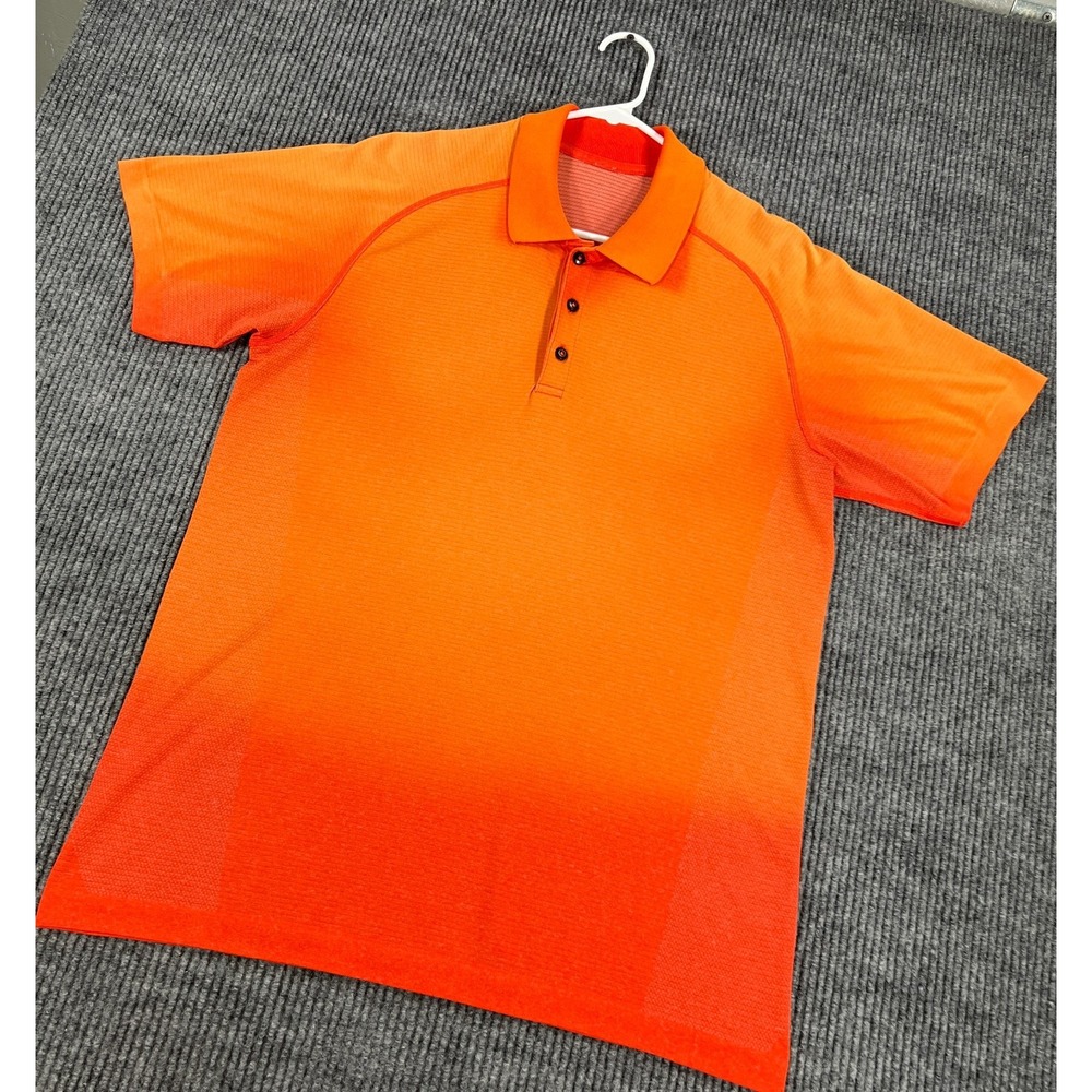 Lululemon Polo Shirt Mens Large Orange Red Short Sleeve Casual Golf Outdoor